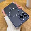 OOK Magnetic Clear Phone Case Made for iPhone 15 Pro Max, Blue Titanium