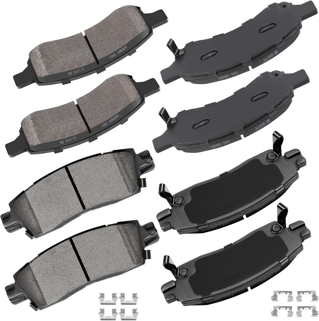 cciyu D1169 D883 Ceramic Front Rear Brake Pads For Buick Enclave/Rainier,For Chevy SSR/Trailblazer/Traverse/Trailblazer EXT,For GMC Acadia/Envoy,For GMC Envoy XL,For Isuzu Ascender,For Saturn Outlook