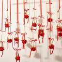 24 Pcs Valentines Hanging Rose Decoration Rose Garland Valentine's Artificial Red Flower Garland Hanging Roses with Red Ribbon and Hooks for Engagement Bridal Shower Anniversary Wedding