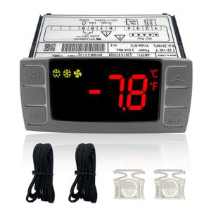 XR02CX-4N1F1 Temperature Control Refrigerator Digital Thermostat Controller for Dixell Commercial Refrigerators/Freezer 120V 50-60Hz with 2 NTC Probe for Refrigerators Freezers Heating Appliances
