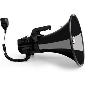 Megaphone 75 Watt Siren Bullhorn - Bullhorn Speaker w/Detachable Microphone, Built-in USB/SD/AUX- Professional Outdoor Voice for Police & Cheerleading(Black)