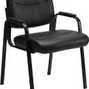 OLIXIS Office Waiting Room Chair, Leather Desk Reception Guest Stationary Side Chairs with Padded Arms for Home Conference Lobby Medical Clinic