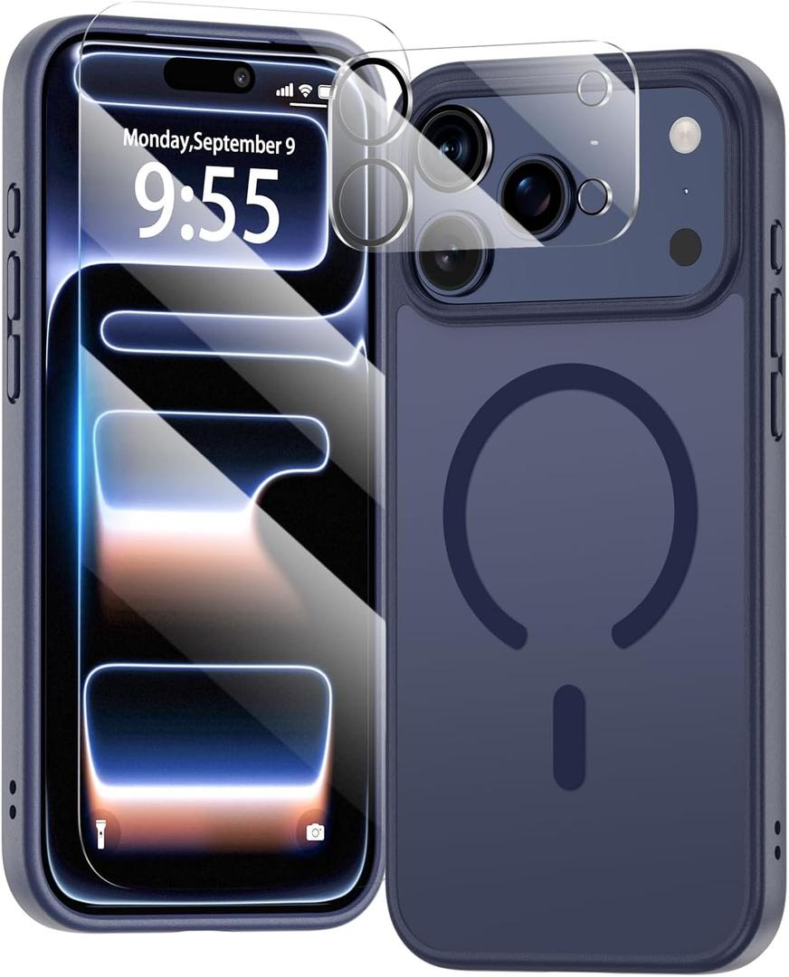 for iPhone 17 Pro Max 3-in-1 Case,Full Protection with Screen Protector & Camera Cover,Compatible with fit MagSafe,Shockproof Cover Phone case for iPhone 17 Pro max,Deep Blue