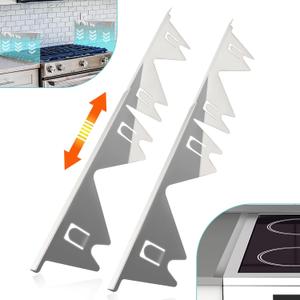 Stove Gap Covers Stainless Steel, 2 Pack Stove Gap Filler Easy Retractable Length 13.8" to 27.5", Width 0.79" ALMCALS Range Trim Kit, Heat Resistant Guard Between Stove Top & Counter (Silver)