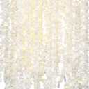 Hoteam 20 Pcs 131 Ft Artificial Wisteria Hanging Flowers Garland with String Light 6.56 Ft/Pcs White Flower Garlands Wedding Arch Garland Fake Wall Backdrop Artificial Flowers for Garden Outdoor