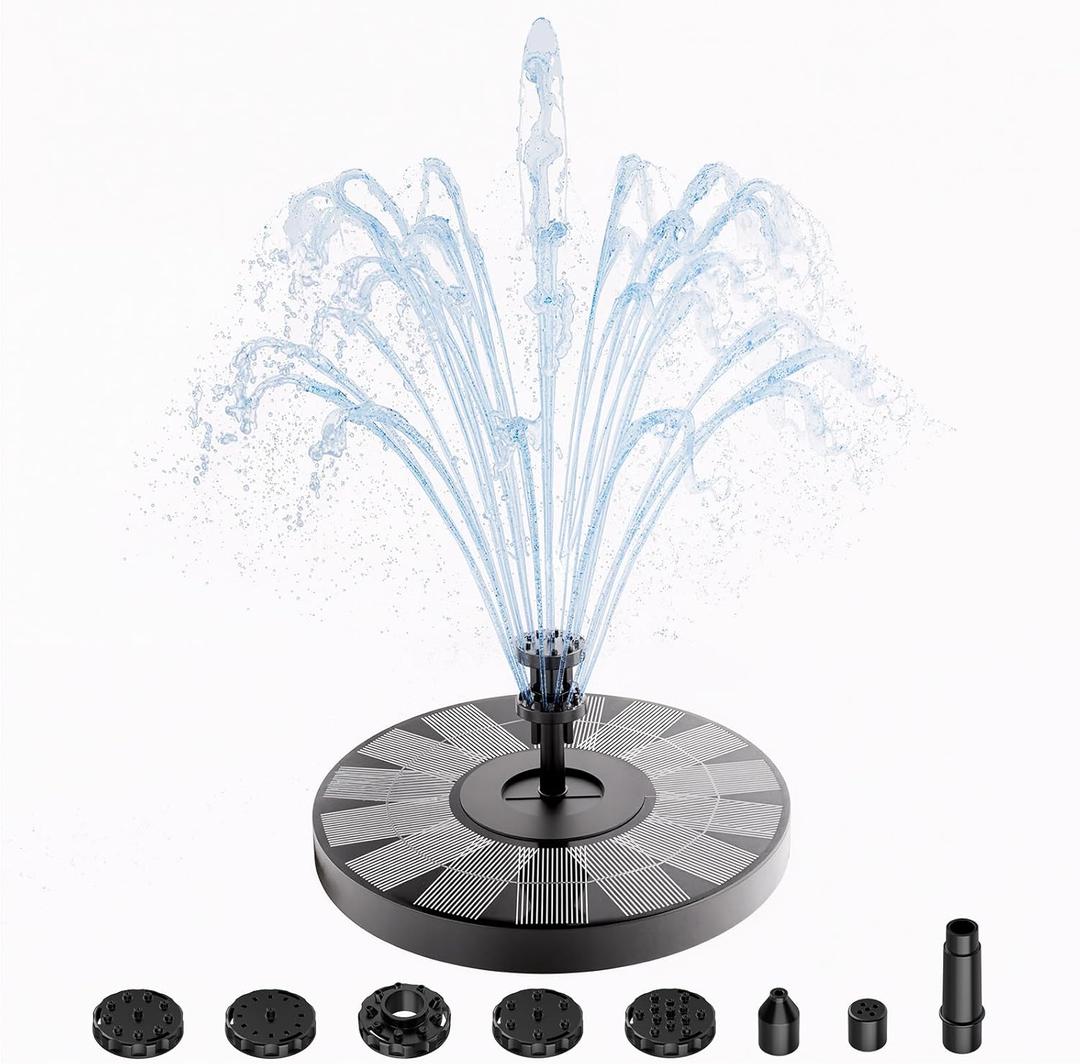 AISITIN 3.5W Solar Fountain for Bird Bath, Floating Solar Water Fountain Pump with 6 Interchangeable Nozzles, Outdoor Solar Water Pump for Garden Pond, Aquarium, Fish Tank, Pool