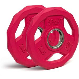 SPART Color Coded Weight Plate 2-Inch Rubber Coated Olympic Grip Plate for Barbell, Solid Cast Iron Weight Plates for Strength Training, Weightlifting, Crossfit, Home Gym, 2.5LB, Pair