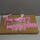 This is My Happy Place Neon Sign Pink LED Neon Sign Aesthetic Room Decor for Teen Girls Neon Light Signs for Bedroom, Salon, College Dorm, Classroom, Wedding Party Decor Gift