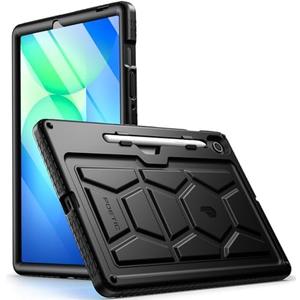 Poetic TurtleSkin Case for Samsung Galaxy Tab S10 FE (2025)/ Tab S9 FE | Fan Edition (2023) 10.9 inch Case with S Pen Holder, Heavy Duty Shockproof Kids Friendly Protective Silicone Cover, Black