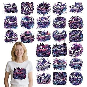 INCOK Horoscope DTF Transfers Ready to Press - 24 PCS Funny Constellation Iron on Transfers Stickers for Clothes Iron on Decals Patches for T-Shirts Backpacks Jeans Pillow DIY Costume