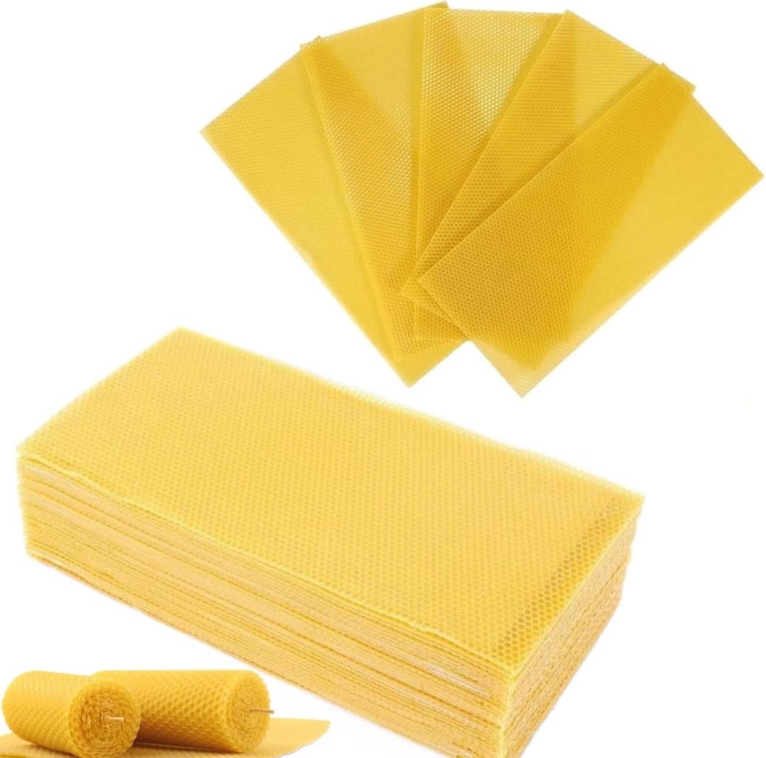 30Pcs Beeswax Sheets for Candle Making, Natural Wax Foundation for Bee Frames, DIY Candle Making Kit, Bees Wax Sheets for Beehives Honey (16.34 x 7.68inch)