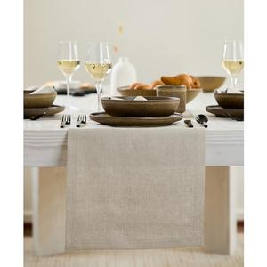Solino Home Linen Natural Table Runner 132 Inches Long - 100% Pure Linen Extra Long Table Runner 14 x 132 Inch for Summer - Fete