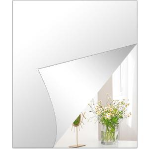 DARENYI Acrylic Mirror Sheets 14'' x 12'' x 1Pcs Frameless Adhesive Mirror Tiles for Wall, Flexible Mirror Stickers Wall Mirror Stick on Mirror for Gym, Bathroom, Bedroom, Home Decor