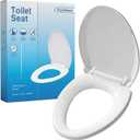 Huttdmel Elongated Toilet Seat 18.5", Soft Close Quiet Lid, Top & Bottom Mount, Never Loosen Hinges, Easy Install, Heavy Duty PP No Yellowing, Fits Standard Elongated Toilets, White