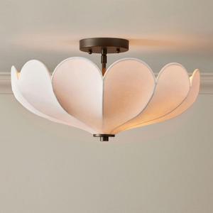 Modern Parasol Flush Mount Ceiling Light, Floral Fabric Shade Bronze Finish, 18 inches