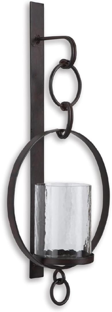 Signature Design by Ashley Ogaleesha Rustic Bronze-Toned Wall Sconce with Candle Holder, Brown