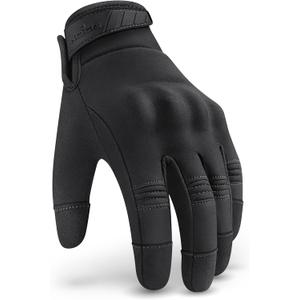 NoCry Water Resistant Tactical Shooting Gloves for Men with Soft Padded Knuckle Guards and Reinforced Palm with Non-Slip Grip  Ideal Heavy Duty Black Airsoft Gloves (Large)