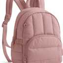 BAGSMART Mini Backpack for Women, Lightweight Puffer Small Backpack Purse, Quilted Casual Travel Daypack, Cute Water-Resistant Bookbag for Daily, Dark Pink