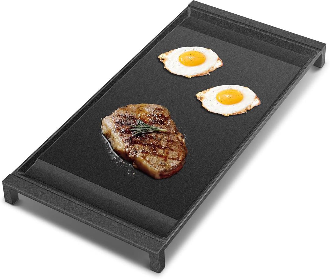 Upgraded WB31X24738 Cast Iron Griddle Replacement for GE Appliance Stove Range Cooktop, Nitrided Non-stick Coating, WB31X49806 Gas Stove Top Center Part for GE, 19.5"9" Integrated Griddle Plate