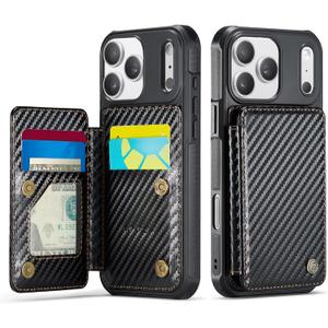 Vinich for iPhone 17 Pro Wallet Case with Card Holder, RFID Blocking Credit Slots Kickstand Shockproof Phone Cover Fit for iPhone 17 Pro 6.3" Carbon Black