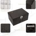 Jewelry Box for Men 2-Layer Valet Organizer with 2 Drawers Watch Ring Necklace Cufflink Storage Case Glass Lid Premium PU Leather Mens Accessories Box Gift for Husband Boyfriend Dad Black