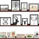 AZSKY Floating Shelves Deep Walnut for Wall Long Picture Ledge Shelf 48 Inch Beige Photo Ledge Shelves with Lip Wall Bookshelf for Kids Bedroom Living Room Bathroom Kitchen Wooden Spice Rack Set of 3