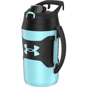 Under Armour Half Gallon Water Bottle Insulated, 64oz Insulated Water Bottle with Handle, Fence Hook, Leak Resistant, for Baseball, Football & More - Breeze Blue/Black