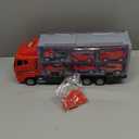 19 Pcs Fire Truck with Firefighter Toy Set, Mini Die-cast Fire Engine Car in Carrier Truck, Mini Rescue Emergency Double Side Transport Vehicle for Kid Child Boy Girl Birthday Christmas Party Favors