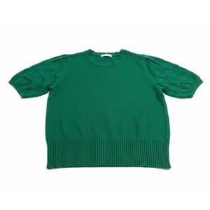 Women's Puff Short Sleeve Sweater Tops 2025 Summer Fall Trendy Knit Crew Neck Casual T Shirts Blouses L