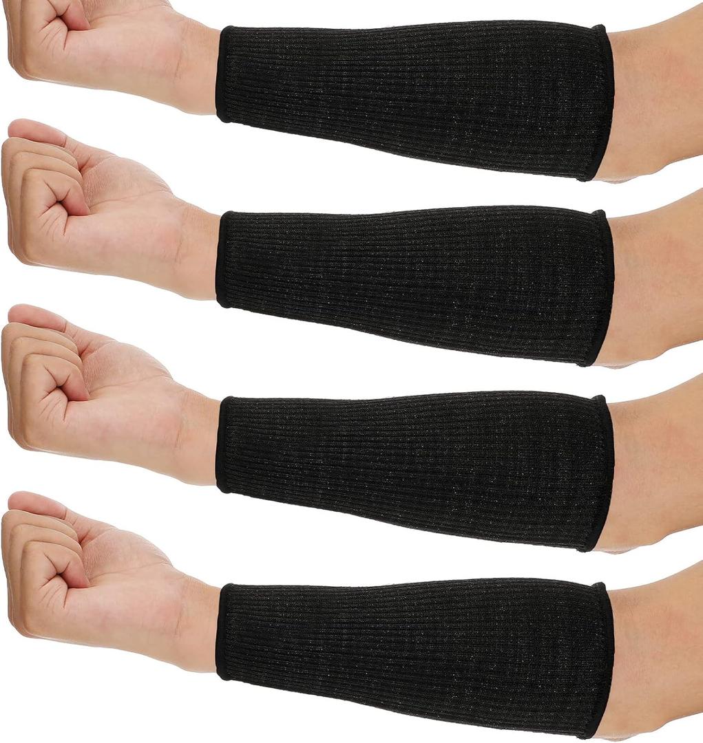Neer 4 Pair Protective Arm Sleeves for Thin Skin Anti-Cut Burn Resistant Cover Forearm Sleeve for Cooking Construction(Black, 7.9 Inch)