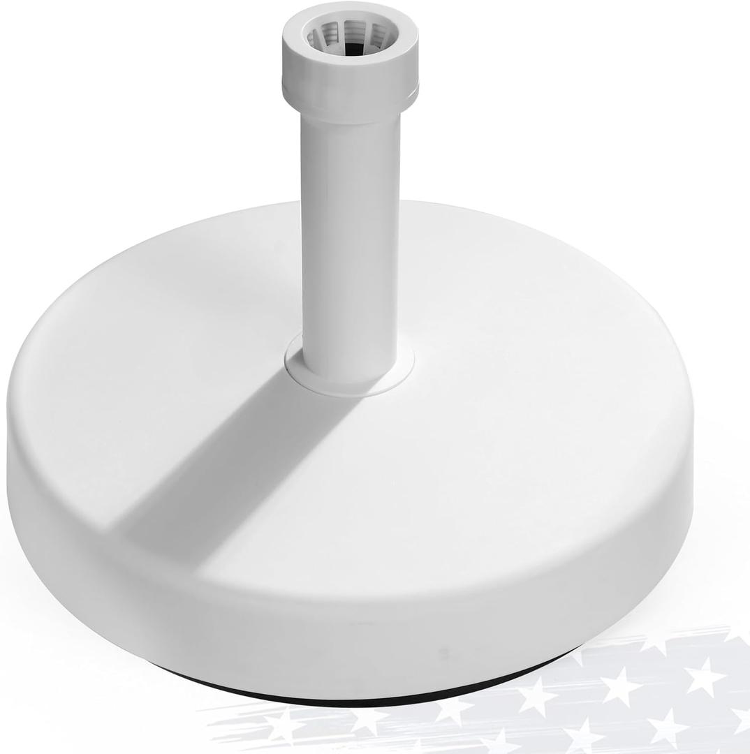 FRUITEAM 49lb Capacity Fillable Umbrella Base, Sand/Stone Filled Heavy-Duty Patio Umbrella Stand Outdoor Weight Base for Garden, Lawn, Deck, Poolside, White