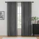 ANRODUO Rod Pocket and Back Tab Pleated Blackout Curtains with Hooks, Rings, Grey Curtains 96 Inches Long 2 Panels, Thermal Insulated Room Darkening Living Room Bedroom Curtain, 42x96 Inches