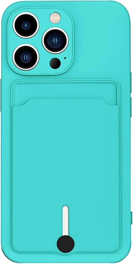 for iPhone 13 Pro Max Phone Case with Card Holder [Slim + Protective] Silicone Phone Case iPhone 13 Pro Max Wallet Case for Women Men (Lake Blue)