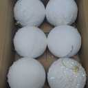 6PCS 4 inch White Glitter Velvet Christmas Ball Ornaments Set, Glitter Shatterproof Christmas Tree Hanging Ornament Flocked Hanging Balls Xmas Trees Wreath Garland Holiday Party, White