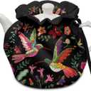 Generic Hummingbird Floral Tea Pots Cover Tea Cosy Drawstrings Breakfast Teapots Kitchen Tea Pots Dust Lid Home Family Decorative Accessories Cosy Cotton Afternoon Thermal Tea Sweet Gift
