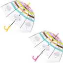 Kids Clear Umbrella for Rain Dome Bubble Umbrellas Windproof for Kids Boys and Girls, 2 Pack