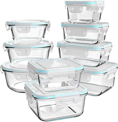 AILTEC Glass Food Storage Containers with Lids, [2 Piece] Glass Meal Prep Containers, Containers for Food Storage with Lids, BPA Free & Leak Proof