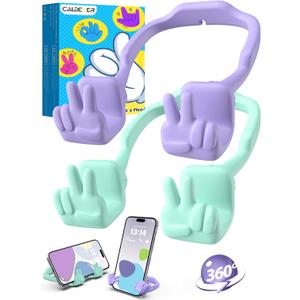 Cell Phone Stand Valentines Day Gifts for Teens Girls Boys Kids: Upgrade Adjustable Peace Sign Thumbs Lazy Cell Phone Holder for Desk Cool Gadgets Birthday Gifts for Women Men Teenage Adults Wife (2, Purple, Green)