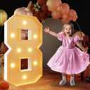 imprsv 3FT Light Up Numbers, Marquee Numbers 8 for Birthday and Anniversary Party Decorations, Large Light Up 8, Pre-Cut Foam Board Kit