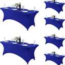 Fokitut 6 Pack Spandex Table Cover for 6FT Table Universal Fitted Stretch Tablecloth for Party, Banquet, Wedding and Events-Royal Blue
