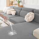 hyha Waterproof Couch Cushion Covers, Waterproof Sectional Couch Covers for 3 Cushion Sofa for Pets, Stretch Sofa Slipcover Washable with Elastic Bottom(3 Packs, Grey)