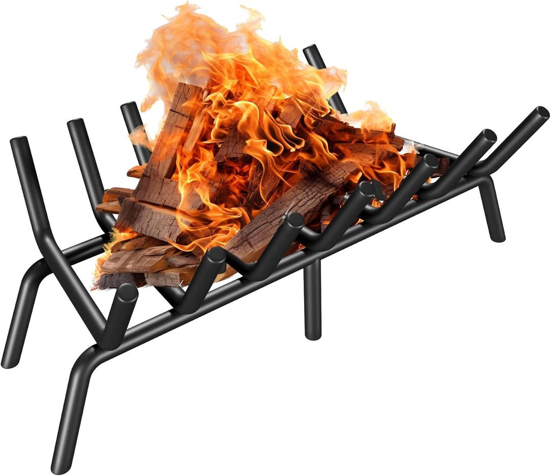 Fireplace Grate 24 Inch, Firewood Log Holder Rack, Heavy Duty Fire Wood Stove Grates for Indoor Outdoor Camping Chimney Hearth Burning Fireplace Accessories Tools