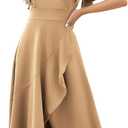 Long Black Formal Dresses for Women Gowns Evening Party Cocktail Dress,Split Elegant V Neck Wrap Ruffle Wedding Guest Dresses (Medium, Khaki)