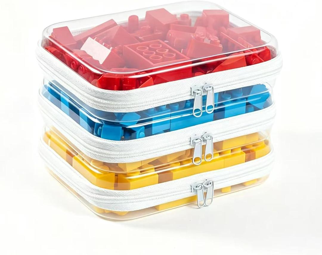 3-Pack Medium Clear Hard Shell Zipper Pouches, Clear Zipper Bags, Hard Case Pouches for Purse & Diaper Bag Organizer,and Travel Essentials (3M (White)