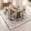 VK VKLIVING Machine Washable Rug 4'x6' Vintage Design Washable Area Rugs with Non Slip Rugs for Living Room Bedroom Traditional Woven Rug Carprt Stain Resistant,Dining Office Boho Rug, Brown&Black