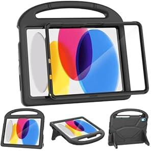 VICVOL Kids Case for iPad 11th Generation (A16 11" 2025) & iPad 10th Gen (10.9 inch 2022) – Shockproof Full-Body Protective Stand Cover with Screen Protector, Pencil Holder & Handle, Black