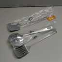 4 Pcs Cooking Utensils Set, Stainless Steel Kitchen Utensils, Heat Resistant Metal Kitchen Tools Include Solid & Slotted Turner Wok Spatula, Serving Spoon, Ergonomic Handle, Easy to Clean, Silver