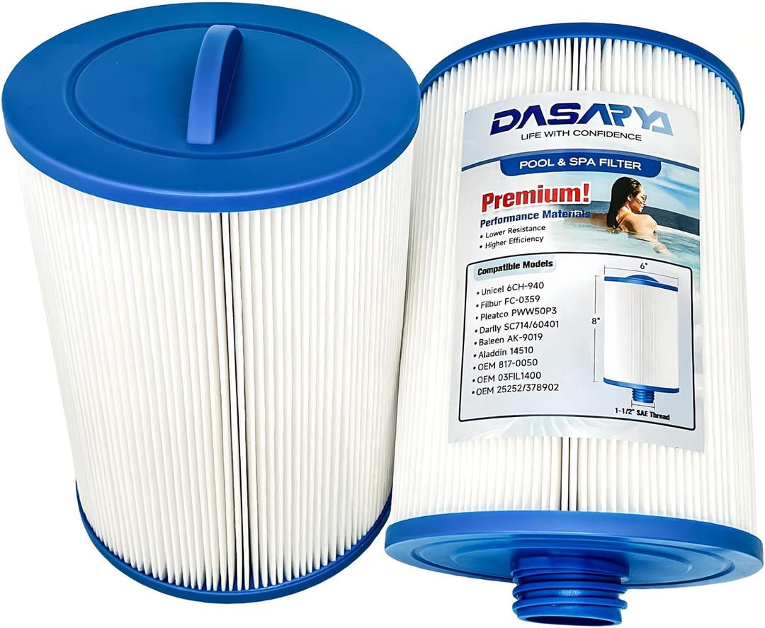 PWW50 Spa Filter for Hot Tub Filters Unicel 6CH-940 PleatcoPure PWW50P3 Filbur FC-0359 Waterway 817-0050, Viking Vita Master Bullfrog Replacements Parts, 2 Pack