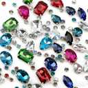 Sew On Rhinestones, Choupee 130PCS Sew On Glass Rhinestone Metal Back Prong Setting Sewing Claw Rhinestone Mixed Shapes for Costume, Clothes, Garments, Dress, Earring, Belt and Shoes