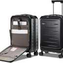 CENSIEN Carry On Luggage 22149 Airline Approved, 20 Inch Lightweight ABS+PC Hard Shell Suitcases with Front Pocket, Spinner Wheels, TSA Lock (Black, 1PC), Carry on - 20 Inch - Front Open